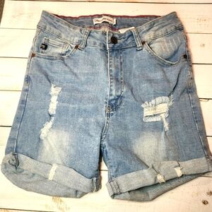 Vince Blue Premium Distressed Cuffed Jean Shorts Size Junior Large